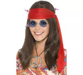 Kit de Hippy: Peluca, Gafas, Medallón y Cinta Roja