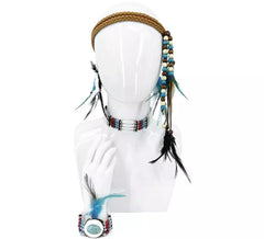 Indian Kit with feather: Headband, Necklace and Bracelet