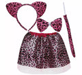 Kit de Leopardo rosa infantil: Diadema, lazo, cola y falda