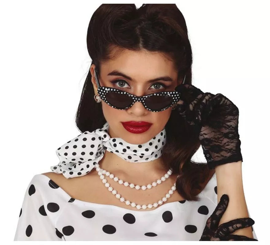 Kit de los Años 50: Cinta, Gafas, Collar y Guantes