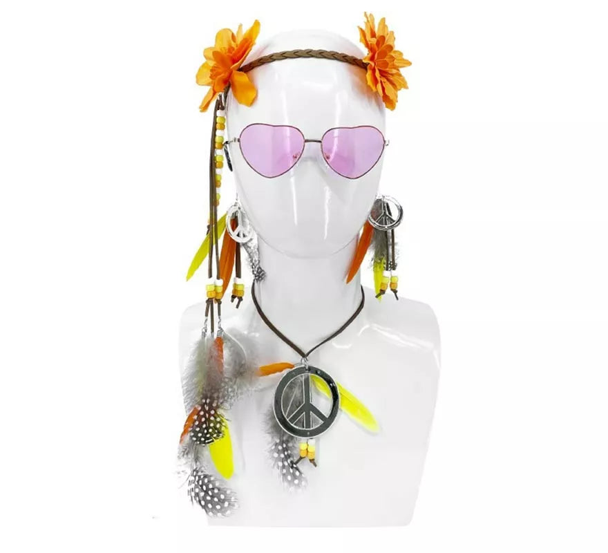 Translation missing: en.Kit de los Años 70: Cinta para la cabeza, Gafas, Pendientes y Collar