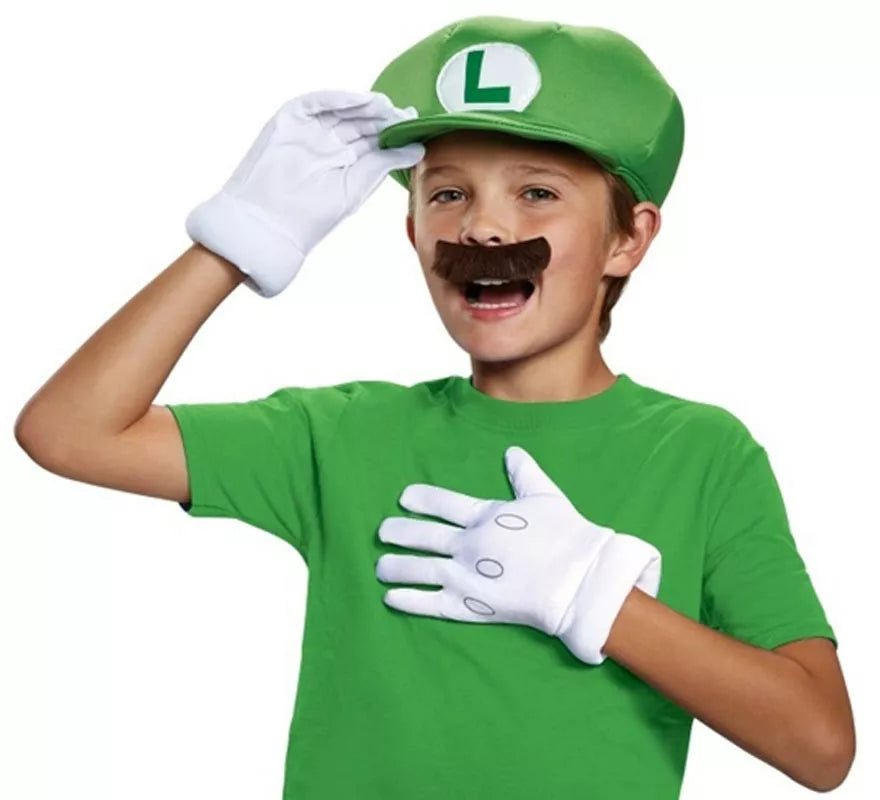 Translation missing: en.Kit de Luigi Super Mario Nintendo Infantil: Gorra, guantes y bigote