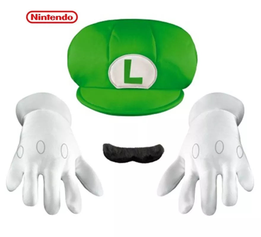 Translation missing: it.Kit de Luigi Super Mario Nintendo Infantil: Gorra, guantes y bigote