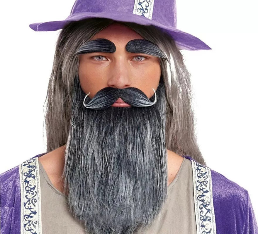 Kit de mago: Barba y Cejas gris oscuro