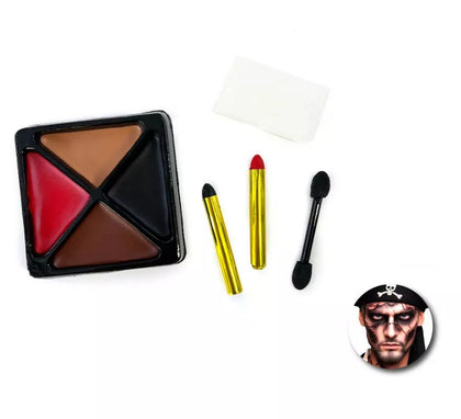 Kit de Maquillaje Pirata: Paleta, brochas, barras de color y esponja