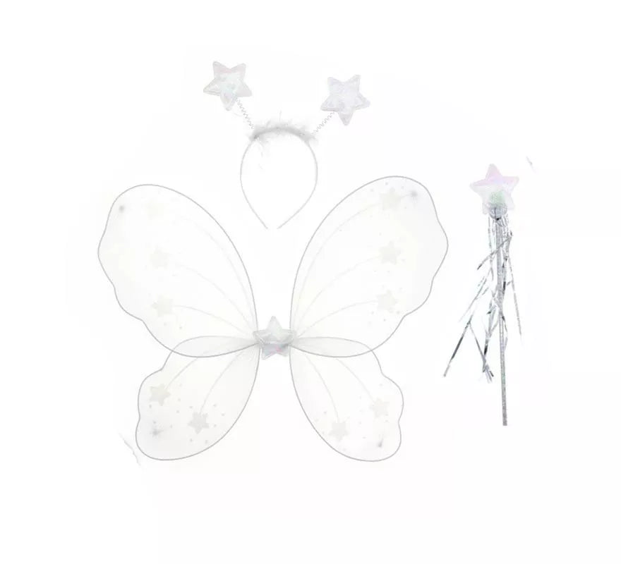 Translation missing: en.Kit de Mariposa blanco: Diadema, Alas y Varita 46X39 cm