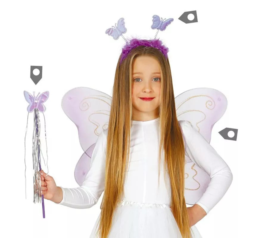 Kit de Mariposa: diadema, alas 55 cm y varita