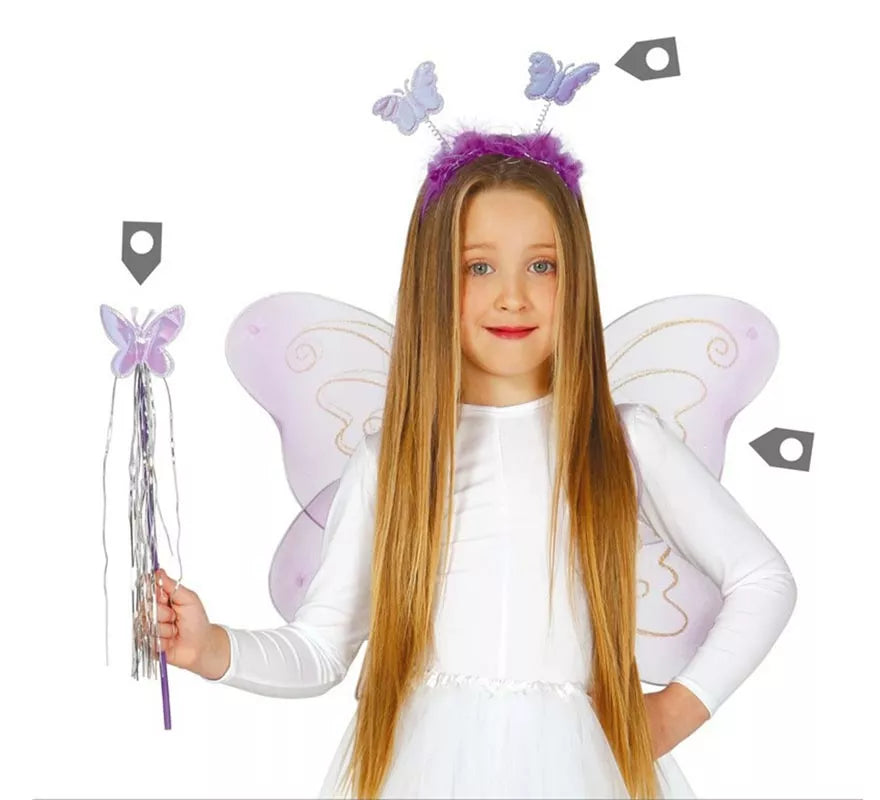 Kit de Mariposa: diadema, alas 55 cm y varita