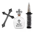 Kit de Mata Vampiros: Cruz, botella y cuchillo de 25,5x30 cm