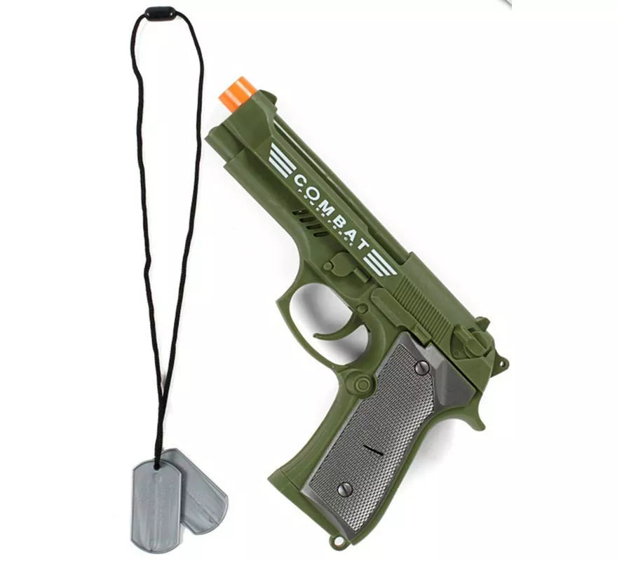 Translation missing: en.Kit de Militar: Pistola de juguete con luz y sonido y Cordón con Placas
