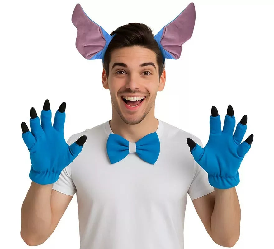 Kit de Monstruito azul: Diadema, Pajarita y Guantes