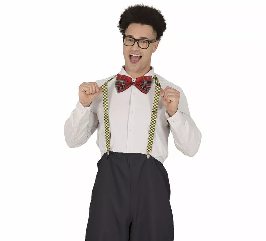 Kit de Nerd Colegial adulto: Gafas, pajarita y tirantes