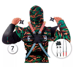 Kit Ninja: 2 Espadas, 2 Estrelas, 2 Facas e 1 Colete de Arma