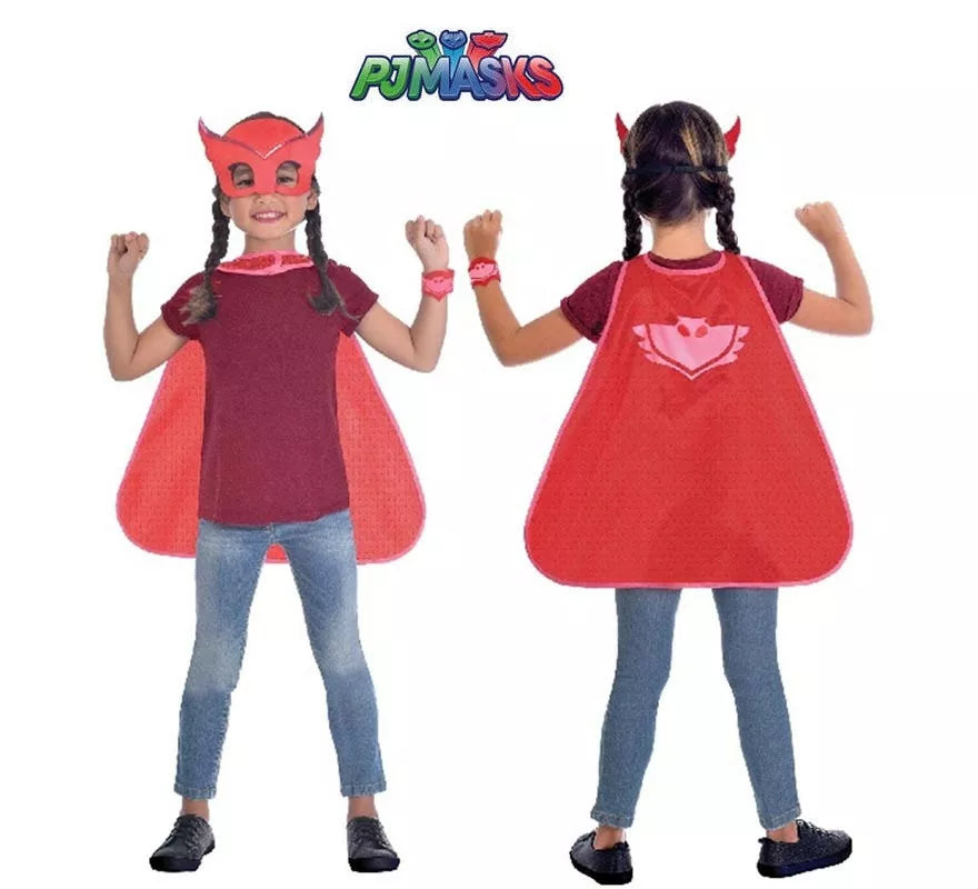Kit de Owlette de Pj Masks Infantil: Antifaz, capa y pulsera