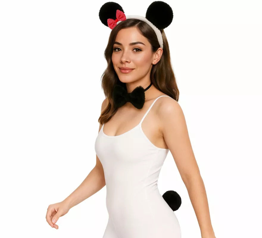 Kit de Panda para mujer: Diadema, Pajarita y Cola