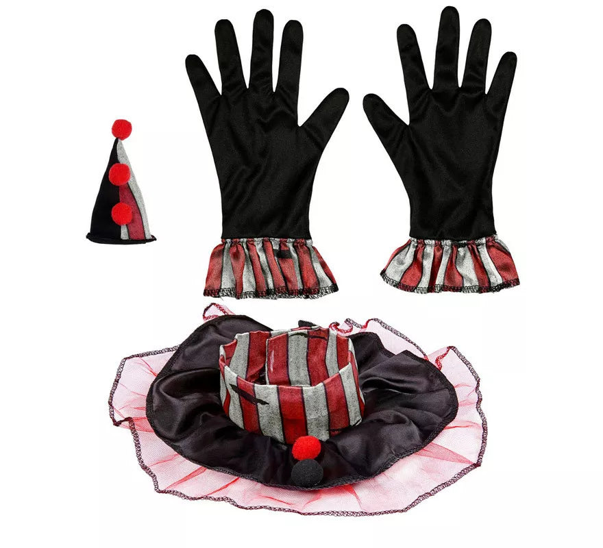 Kit de Payaso: Mini Sombrero, Guantes y Gorguera