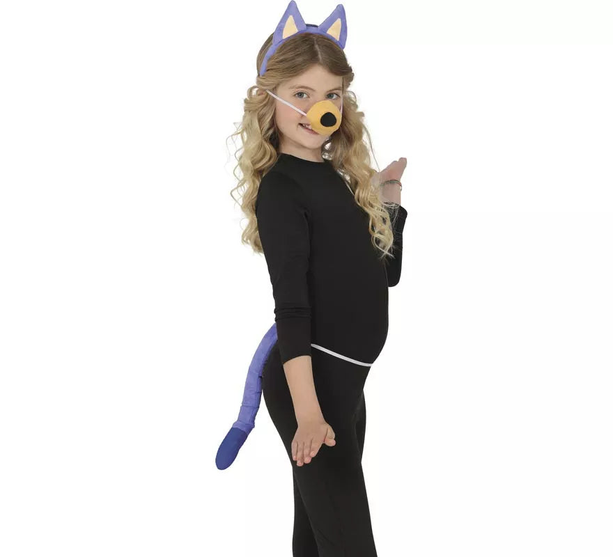 Kit de Perrito azul para niños: cola, orejas y nariz