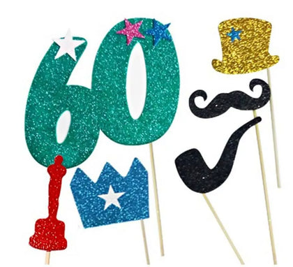 Kit de Photocall Hombre Felices 60 años con 6 Piezas
