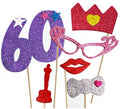 Kit de Photocall Mujer Felices 60 años con 6 Piezas