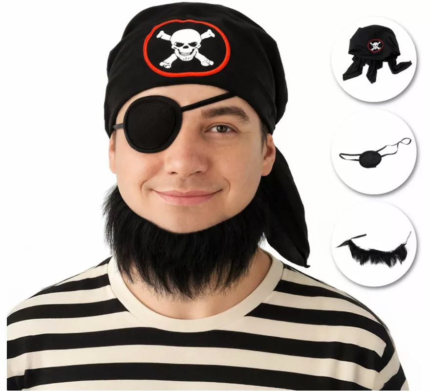 Translation missing: en.Kit de Pirata: Pañuelo, Parche y Barba