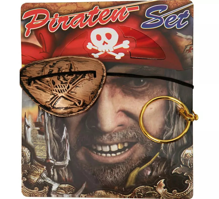 Kit de Pirata: Parche, Pendiente y Sombrero