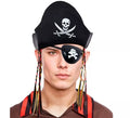 Kit de Pirata: Sombrero con Trenzas, Pendiente y Parche