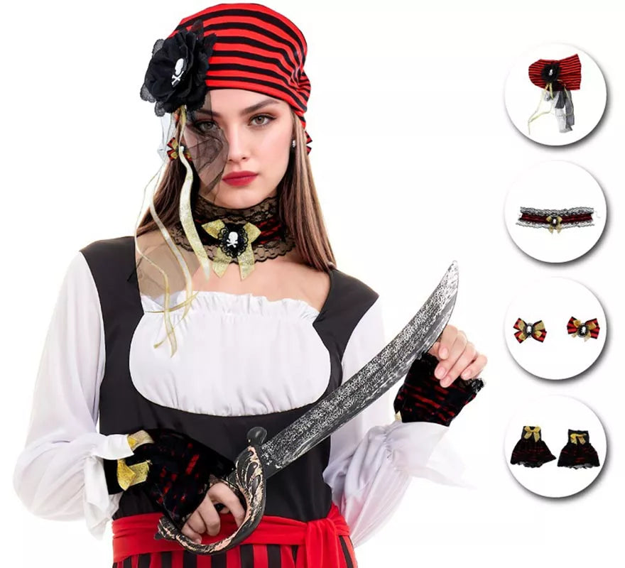 Translation missing: en.Kit de Pirata: Tocado, Gargantilla, Pendientes y Mitones