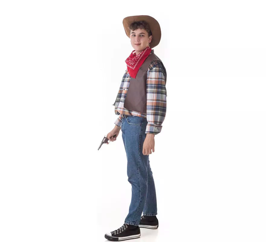 Translation missing: en.Kit de Pistolero Cowboy para hombre: Chaleco, Pañuelo y Sombrero