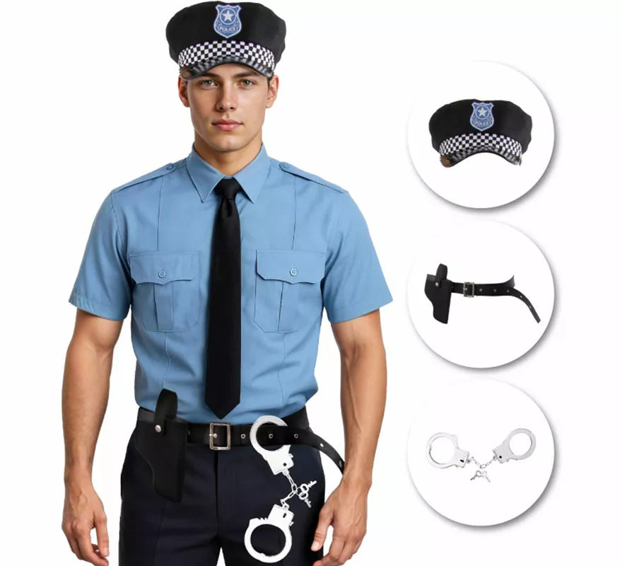 Kit de Policía: Cinturón, Gorra y Esposas