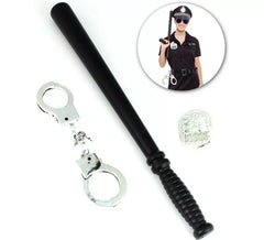 Police Kit: Handcuffs, Baton and Toy Badge