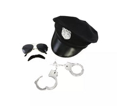 Police Kit: Cap, Handcuffs, Glasses and Mustache