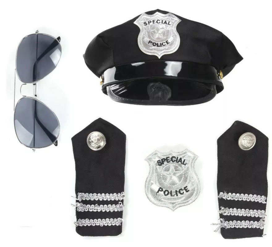 Translation missing: en.Kit de Policía: Gorra, Gafas, Insignias hombros y Placa