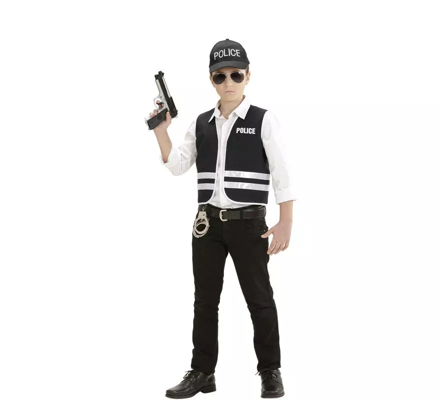 Kit de Policía inglés infantil: Gorro y chaleco