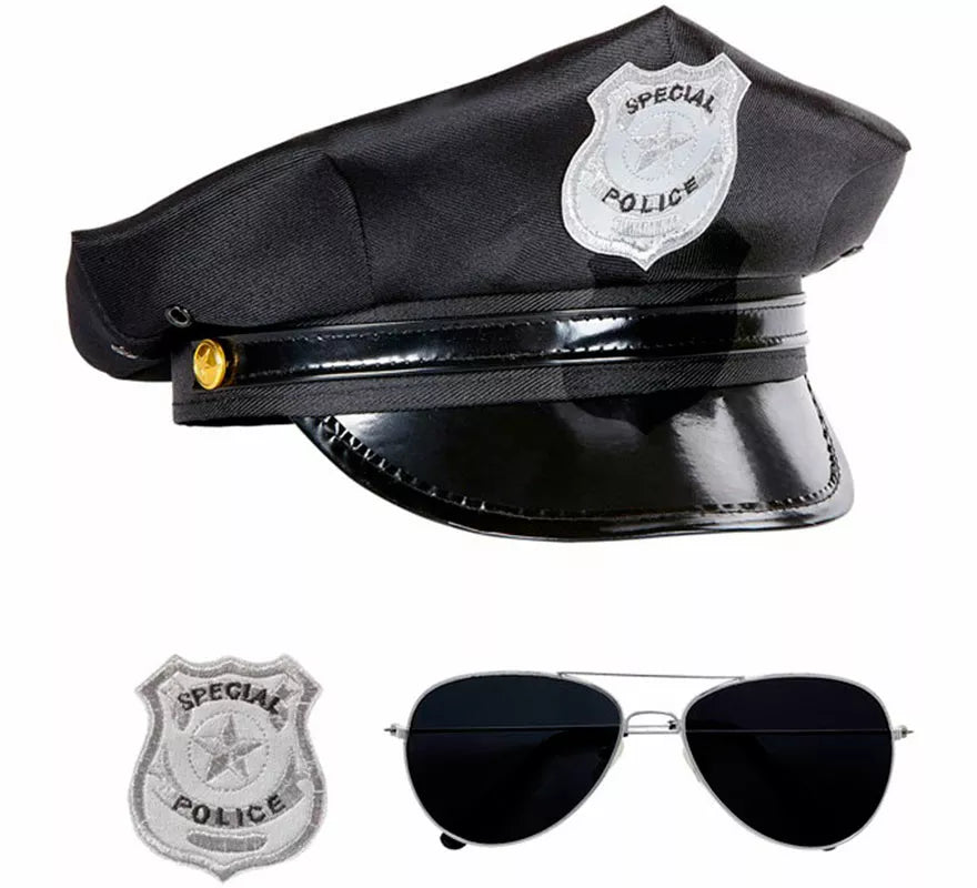 Kit de Policía para adultos: Gorra, Gafas y Placa