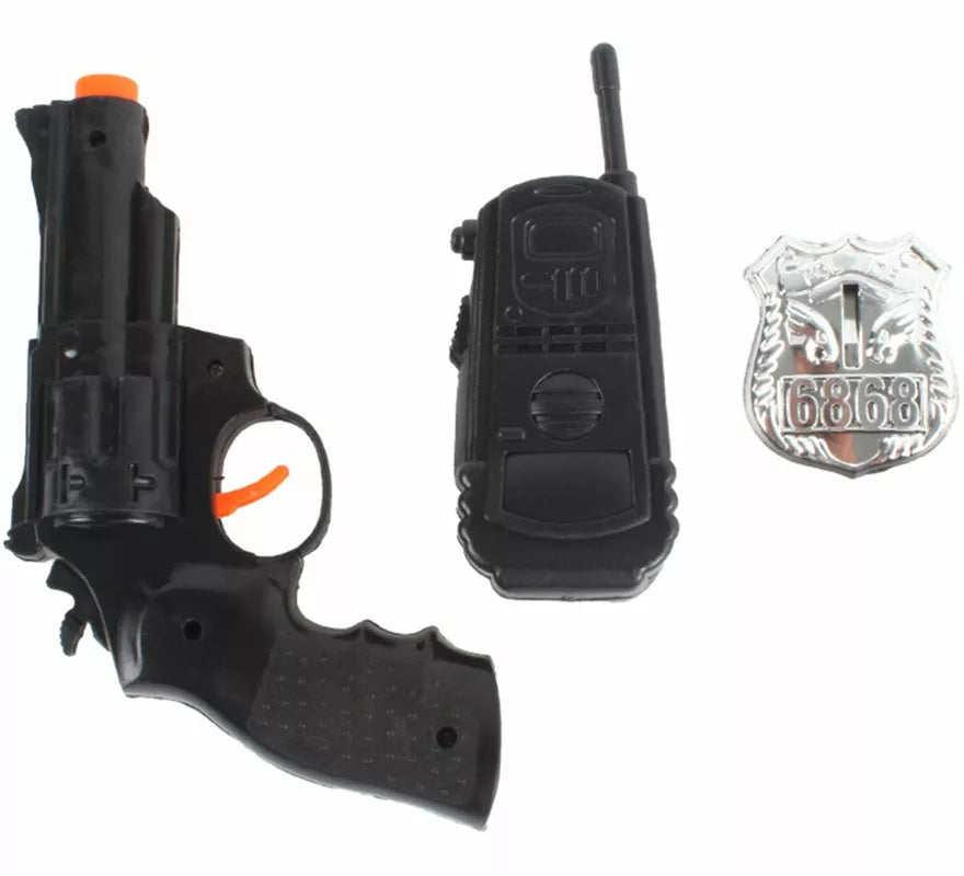 Kit de Policía: Walkie, Placa y Pistola de plástico