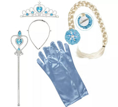 Children's Snow Princess Kit: Tiara, Braid, Gloves and Magic Stick