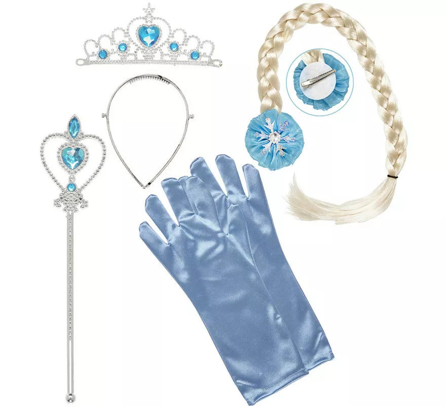 Translation missing: en.Kit de Princesa de las Nieves Infantil: Tiara, Trenza, Guantes y Barra Mágica