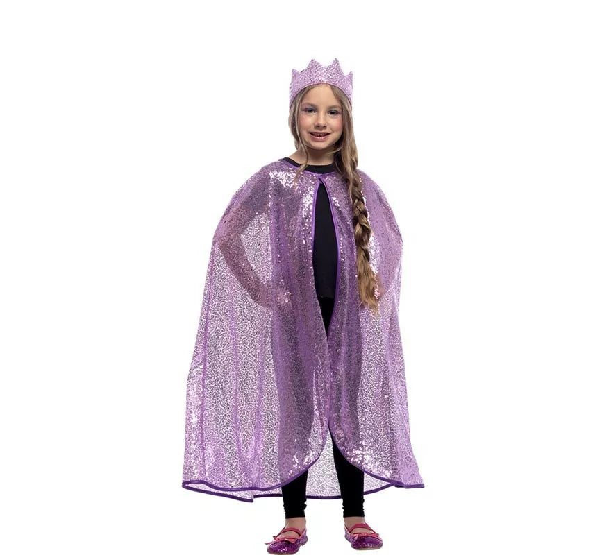 Translation missing: en.Kit de Princesa lila brillo infantil: Capa y Corona
