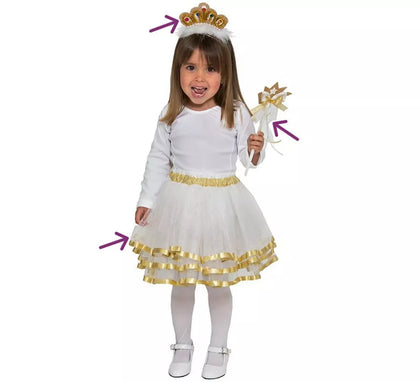 Kit de Princesa Oro para Bebé: Tiara, Varita y Falda