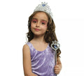 Kit de Princesa plateado y azul infantil: Tiara y Varita
