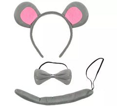 Gray Mouse Kit: Headband, Bow Tie and Tail