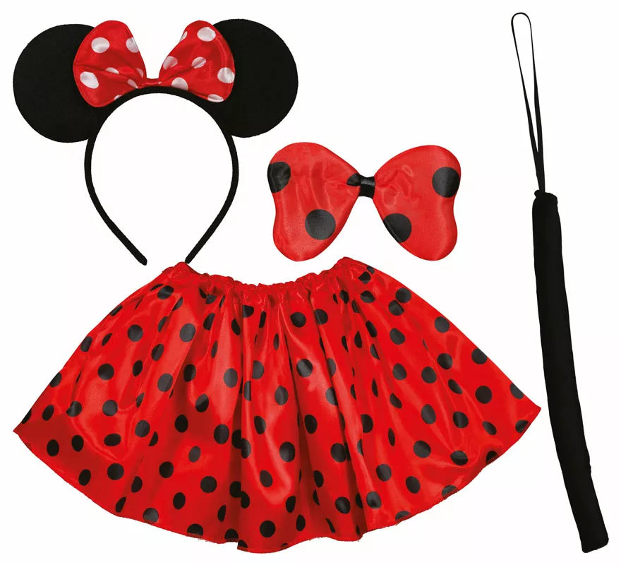 Kit de Ratoncita Famosa infantil: Diadema, lazo, cola y falda