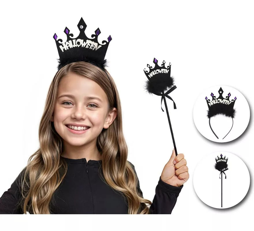 Translation missing: en.Kit de Reina Oscura Infantil: Diadema y Varita
