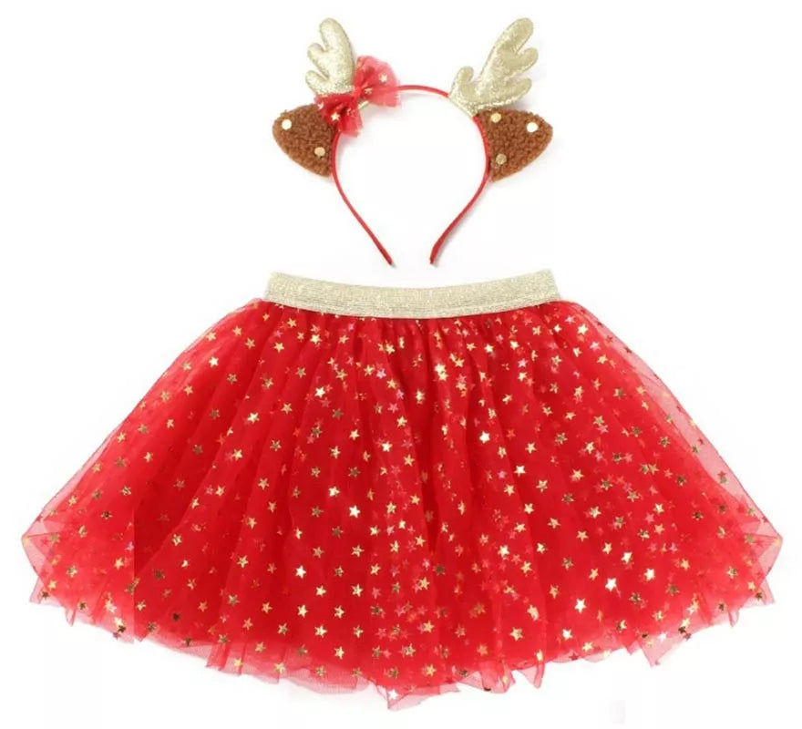Kit de Reno de Navidad Infantil: Tutú y Diadema de Cuernos