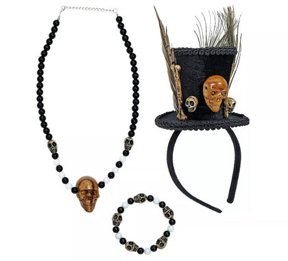 Kit de Sacerdote Vudú: Mini Sombrero, Pulsera y Collar