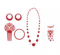 Kit de Sevillana rojo y blanco: Peineta, Collar, Pendientes y Pulsera