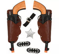 Kit de Sheriff: 2 Pistolas negras, Cartucheras, Cinturón, Balas y Estrella