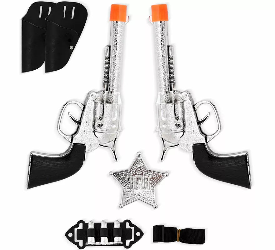 Kit de Sheriff: Placa y 2 Pistolas con Balas de plástico