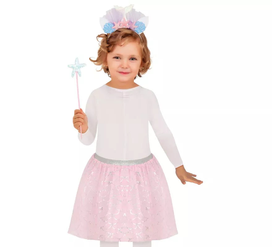 Kit de Sirenita infantil: Diadema, Varita y Tutú
