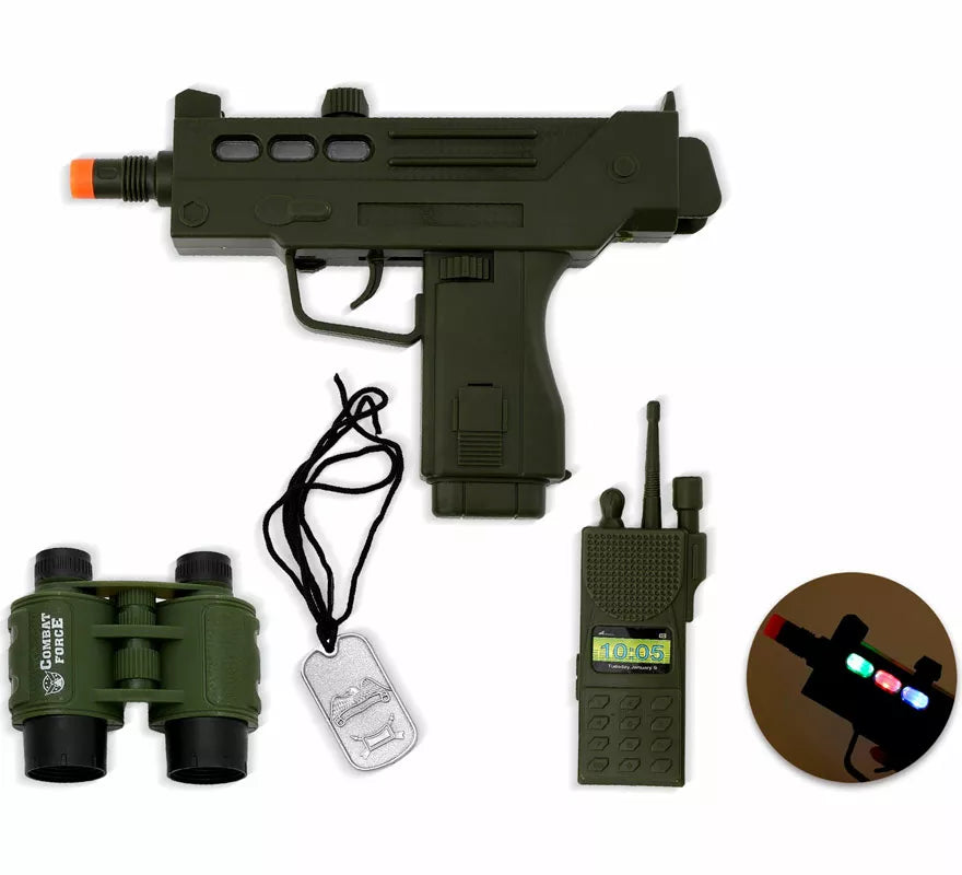Kit de Soldado: Fusil, Chapa, Prismáticos y Walkie de plástico